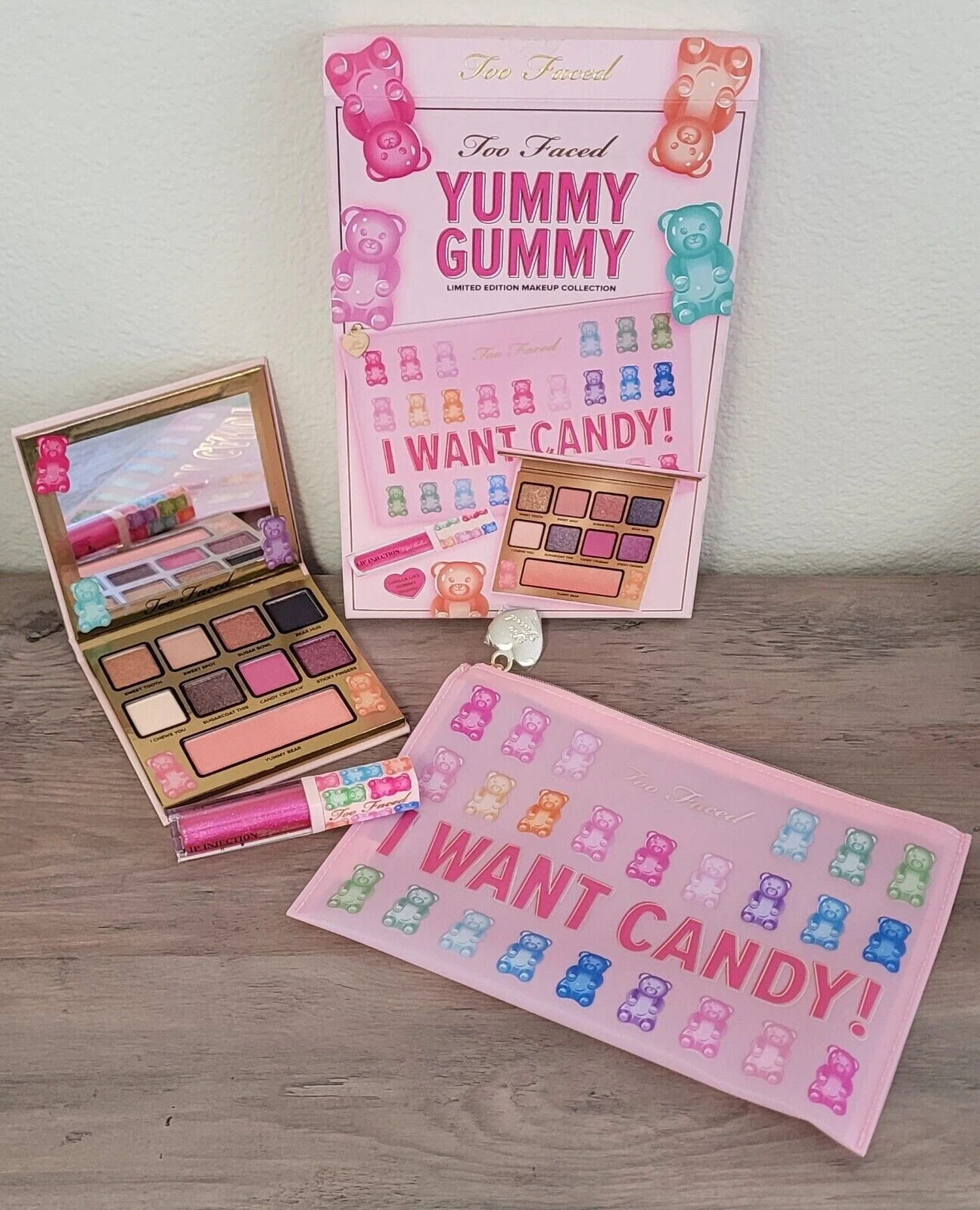 Too Faced Yummy Gummy I Want Candy Makeup Set Kit Holiday Makeup NEW 2022 Pink