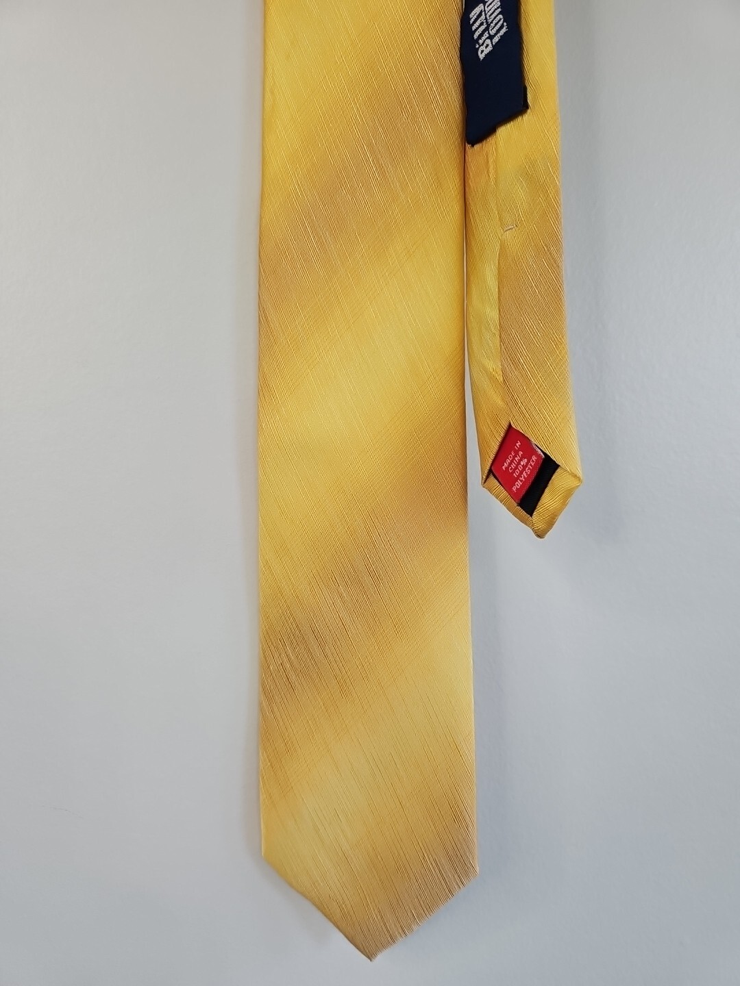 Billy London Yellow Solid Pattern Neck Tie, Narro… - image 1