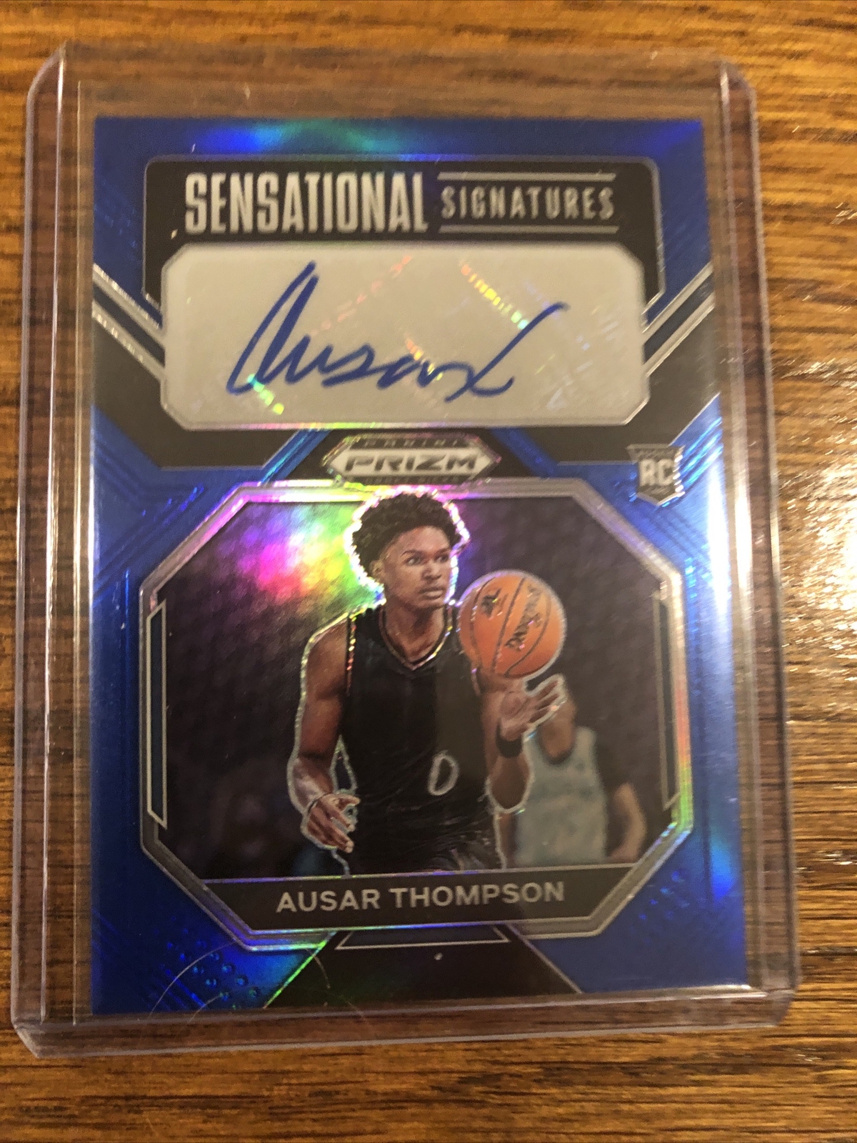 2023-24 Panini Prizm Draft Ausar Thompson Sensational Signatures Blue 60/75 Auto