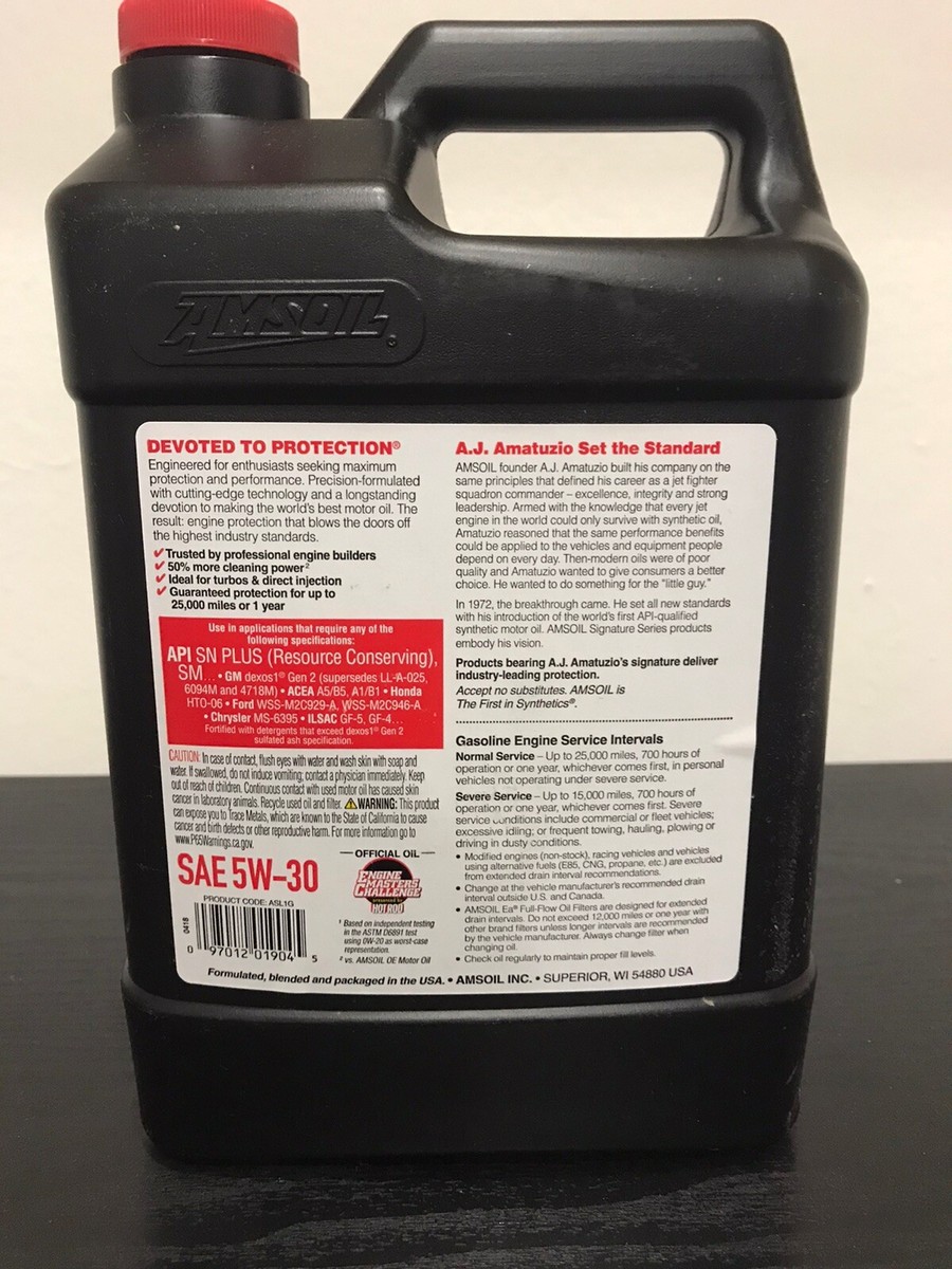 Amsoil Signature Series 5W-30 Synthetic Motor Oil (1 Gallon) 25K