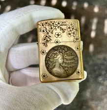 Japanese Geisha Armor Zippo Lighter | Custom Engraved Brass | Made in USA |