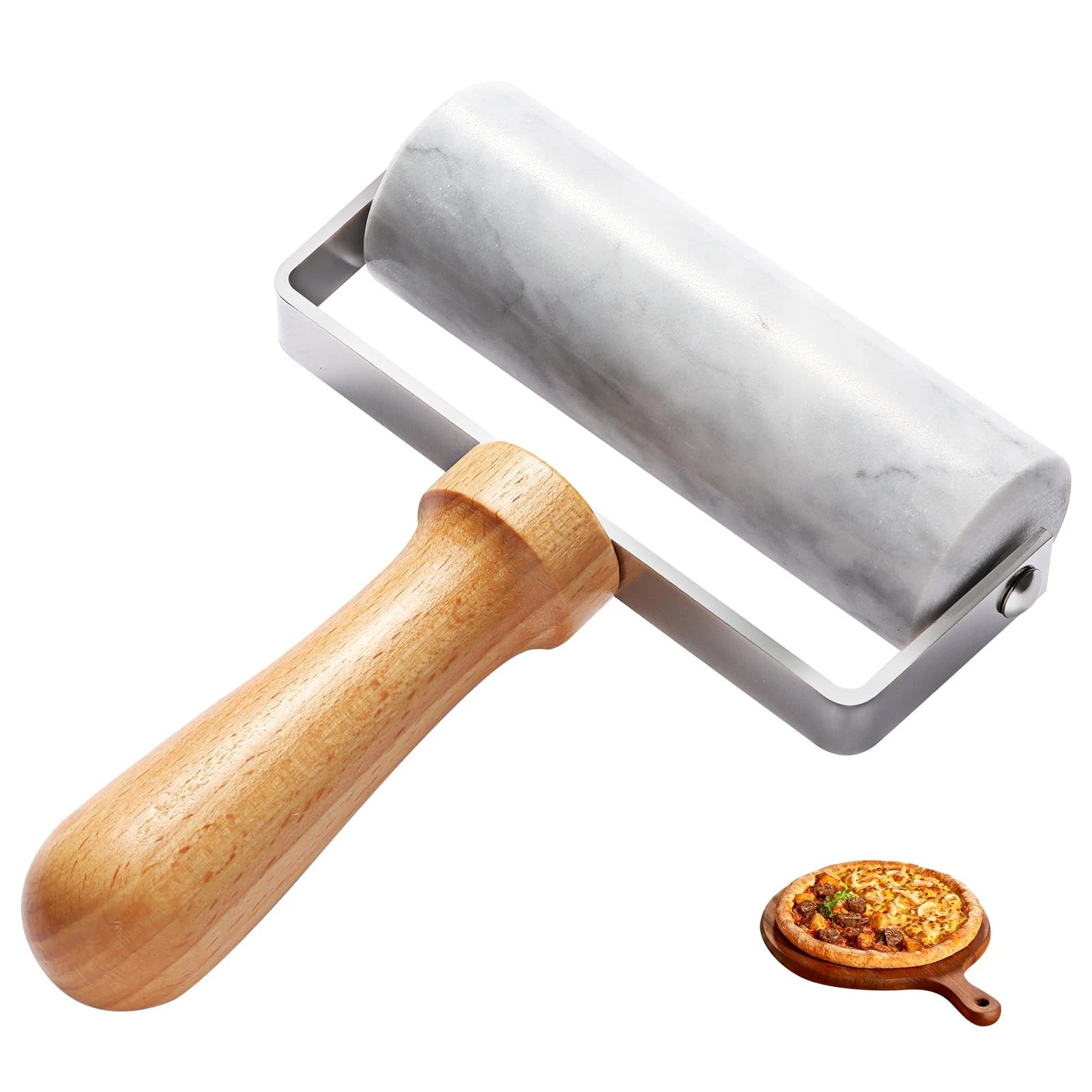 Smooth Surface Marble Rolling Pins for Baking,Dough Roller with T-,Pastry Rol...