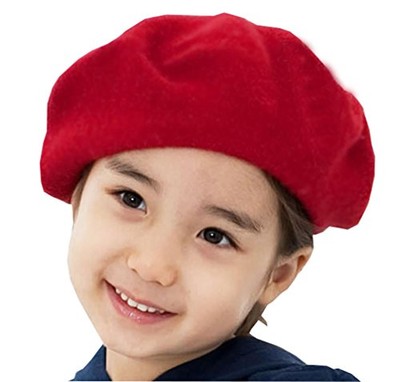  Kids Wool French Beret - Little Girls Artist Beret Hat Red