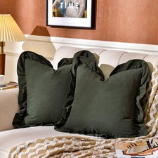 AmHoo Pack of 2 Throw Pillow Covers 100 Cotton Pre Washed Ruffle Decorative ...