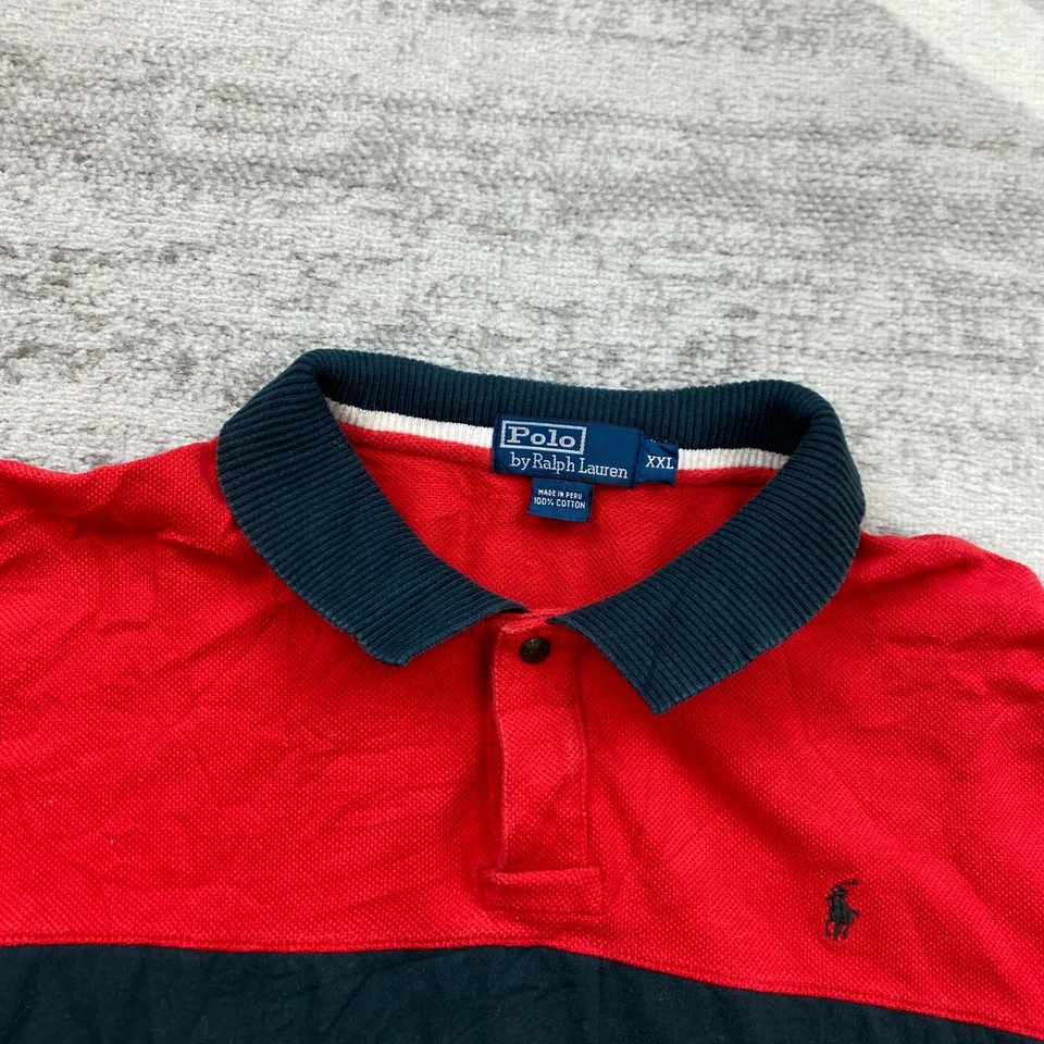 VTG Ralph Lauren Snap Polo Shirt 2XL XXL Red Black RLPC 3 Rugby Outdoors Men 90s - Image 3 of 4
