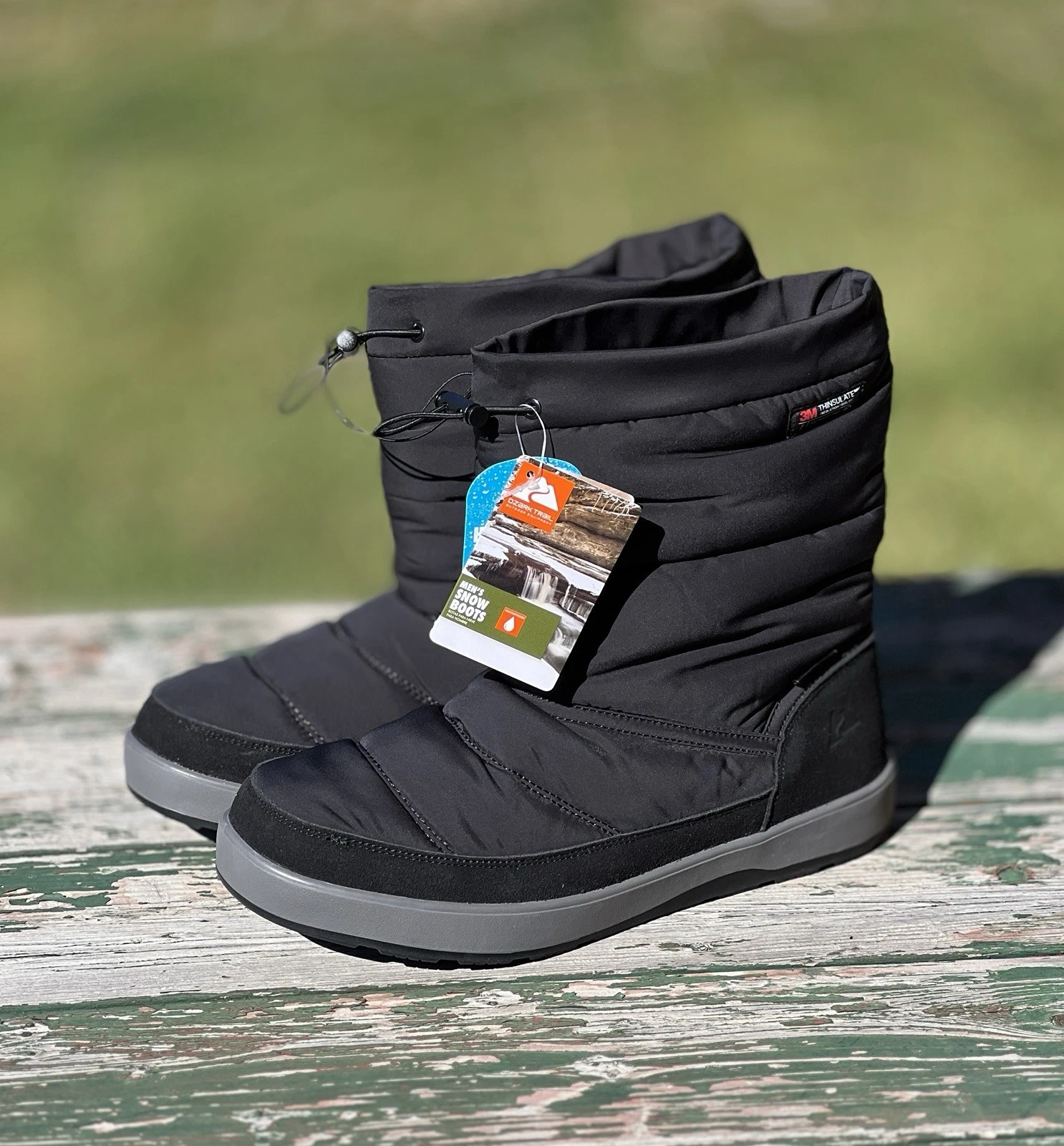 OZARK TRAIL Men's Size 10 Puffer Snow Boots Waterproof -5 F Temperature • Black