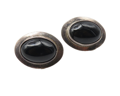 Embouts De Collier Argent 925 Avec Onyx Noir - Style Cow-boy Western Vintage