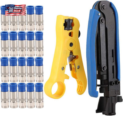 Coax Cable Crimper, Coaxial Compression Tool Kit RG59/RG6 Wire Stripper RG59/6/7