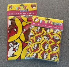 Buc-ee  s Party Time Table Cover 104  x 54   40Ct. Lunch 13" Napkins Logo New