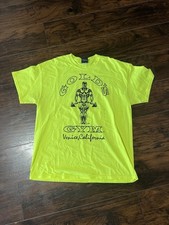 Vintage Golds Gym T Shirt Mens 2XL Lime Green Venice California Bodybuilding