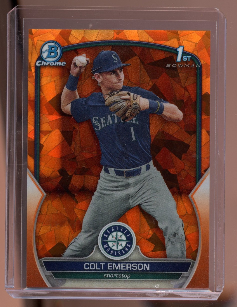2023 Bowman Draft Sapphire Colt Emerson Chrome Orange Refractor 1st /25 Mariners