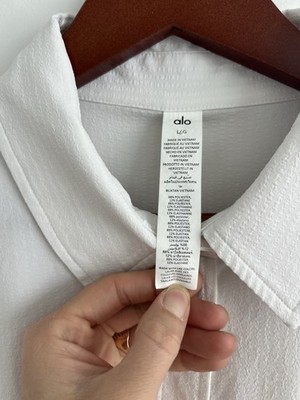 Alo Yoga Women's White Oversized Button Down Shirt Size L Long