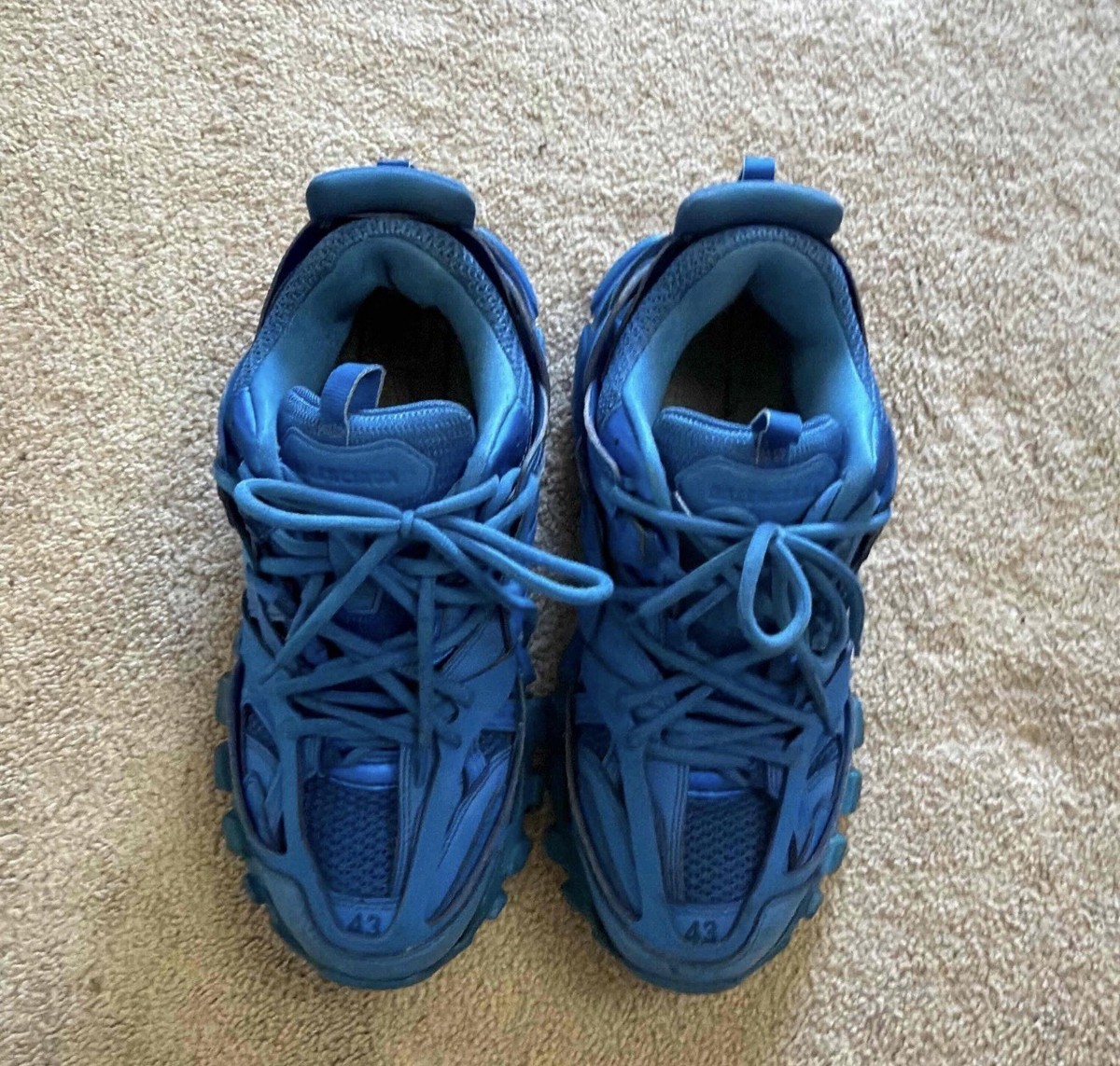 Balenciaga Track Trainer Blue Mesh Lace Up Low Top Men's Athletic