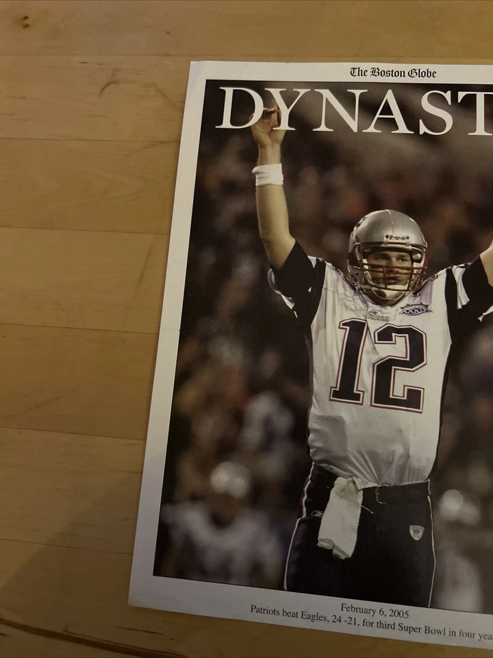 New England Patriots Super Bowl Champions Globo 2005 ¡Inserto de periódico Tom Brady! Foto 3 de 4