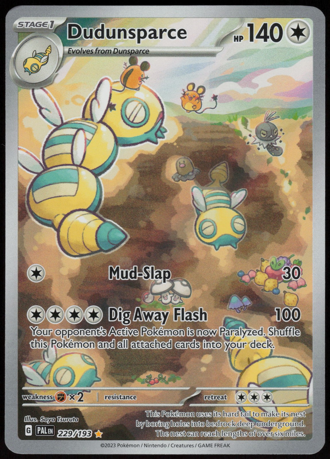 Dudunsparce Illustration Rare SV02: Paldea Evolved 229/193 NM