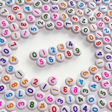 500pcs White Acrylic Colors Number Beads 7x4mm Mixed Number Beads Acrylic Plasti