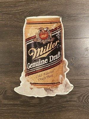 Vintage Miller Genuine Draft MGD Frosty Beer Can Metal Sign 11 X 15 