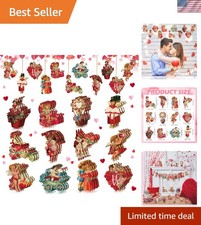 Valentine Day Tree Ornaments Wooden Decorations Heart Love Vintage Style 24pcs