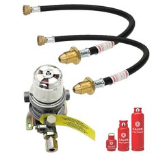 AUTO CHANGE OVER VALVE 30mb PRESSURE OUTPUT 10mm REGULATOR WITH 2 PROPANE HOSES