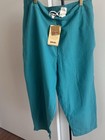 NWT Fabindia 100% Cotton Women's Pant Teal Blue Elastic Back Sz 38 Cropped XL — photo 1