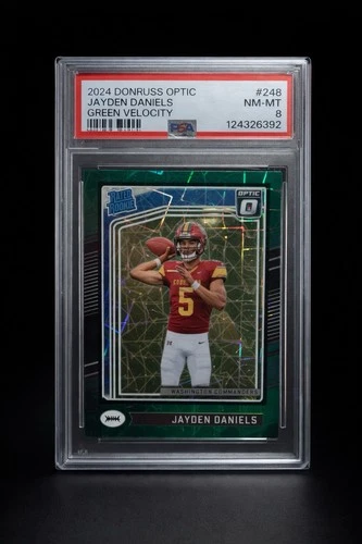 2024 Donruss Optic Jayden Daniels Green Velocity Rated Rookie PSA 8 #248