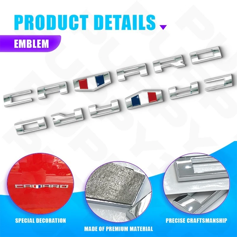 2PC Chrome For CAMARO Emblem Car Emblem Letter Fender Marker Badge RS SS ZL1 Z28 Foto 4 de 4
