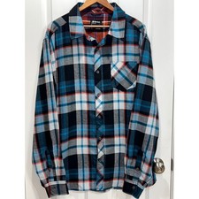 Marmot Mens XXL Plaid Flannel Button Up Shirt Blue Black Orange SCC-541