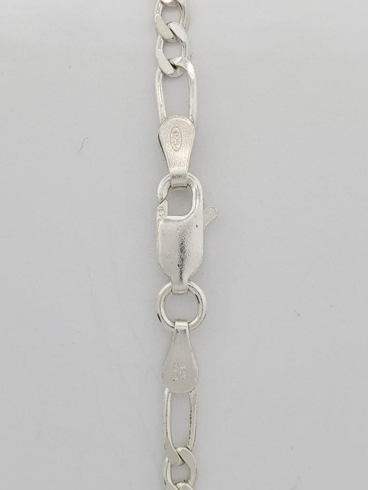 925 Solid Silver Figaro Link Chain With Rose Cent… - image 5