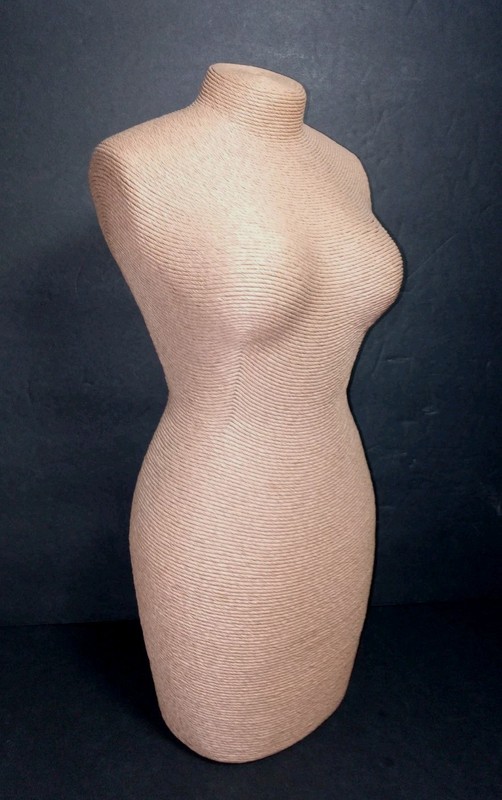 Paper Twine Wrapped Silhouette 16-1/2" Tall Tabletop Mannequin Jewelry Displayer