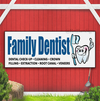 FAMILY DENTIST Indoor Outdoor Banner Sign with grommets