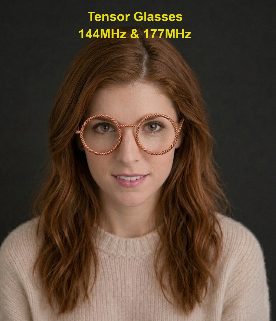 Tensor Glasses with crystal 144MHz / 177MHz, Handmade Copper Energy Glasses