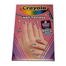 Crayola nail tattoos for kids Retro Pack 120 - 144 Random 6 Desings 12 Sets