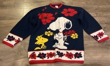 Snoopy  Friends Sweater Sz Large MADE IN USA Peanuts USED Vintage Read See GUC