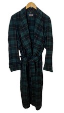 VTG 60s 70s PENDLETON Tartan Plaid Green Blk Yellow 100 Wool Robe USA Men Med.