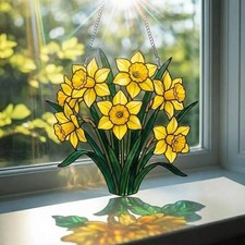 Birth Flower with Name Suncatcher, Mother's Day Gift, Flower Window Hanging