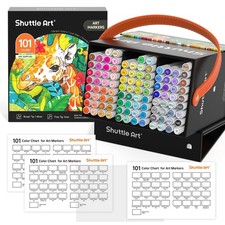 101 Colors Alcohol Markers, 100 Colors Dual Tip Art Marker Set Plus 1 Colorle...