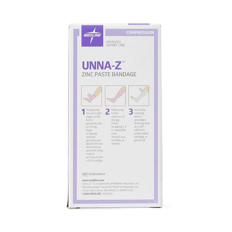 MEDLINE Calamine Unna-Z Zinc Paste Bandage 4x10 REF: NONUNNA4 EXP: 08/2026 - Image 2 of 4
