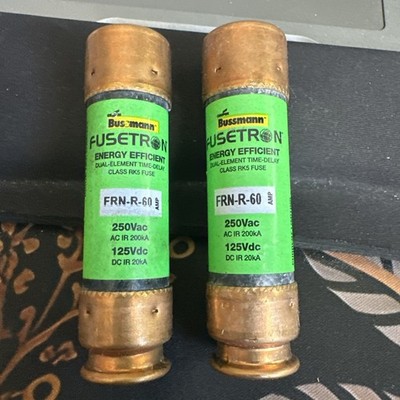 Cooper Bussman Fusetron FRN-R-60 Class RK5 250V Time Delay Fuse Lot Of 2