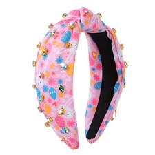 Easter Headband for Women - Rhinestone Knotted Design with Bunny Eggs Hair