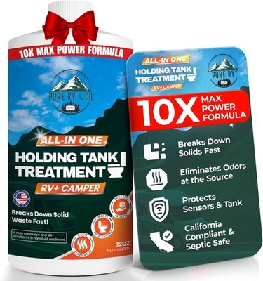 RV Black Tank Treatment 10X Max Power Formula, All-In-One Waste Digester and... 