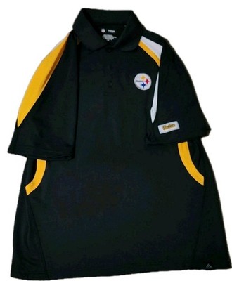   Pittsburgh Steelers NFL Team Apparel Polo Black Shirt Mens Large 29x22
