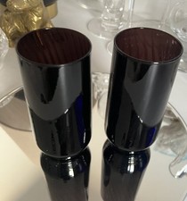 Hand Blown Amethyst Purple Glass High Ball drinking ribbed Glasses hiball