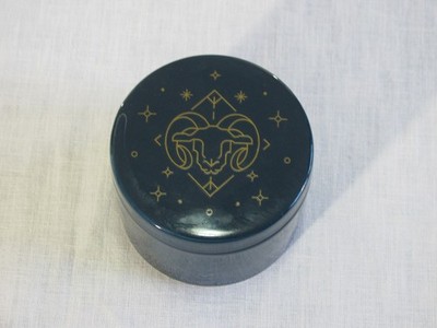 Round Ceramic Aries 'The Ram' Zodiac Sign Trinket Box, Dark Blue, Unmarked