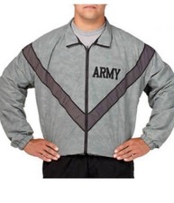 US Army Physical Fitness Jacket Men Medium Long Gray Full Zip PFU Uniform