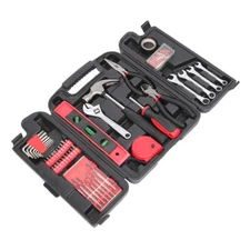 136pcs Tool Set Red Daily Household Multifunctional Electrician Tools Decoration