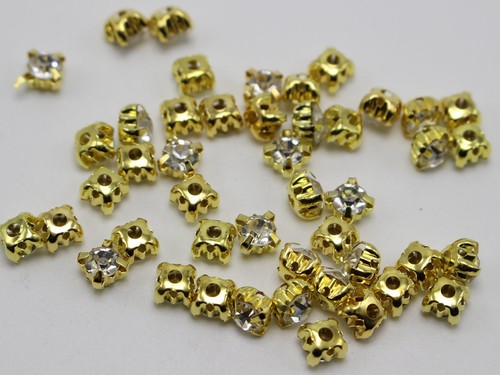 Craft Golden Clear Crystal Glass Rose Montees Sew on Rhinestones Beads 4mm-10mm - Imagen 10 de 14