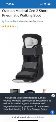 Medical Walking Boot Pneumatic Pump Short Black Size SMALL