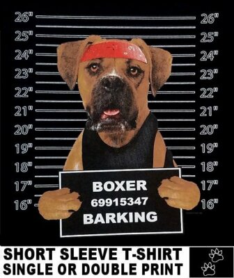 VERY COOL BOXER MUG SHOT FUNNY DOG ART SHORT SLEEVE T-SHIRT WS773