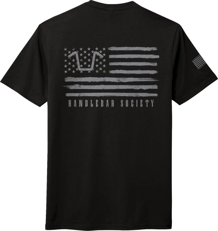 Camiseta de manga corta negra/gris American Biker Handlebar Society PW para hombre Foto 3 de 3