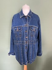 Bill Blass Denim Chore Utility Jacket Pockets Size Xl Uk 14-16 Vintage 90s